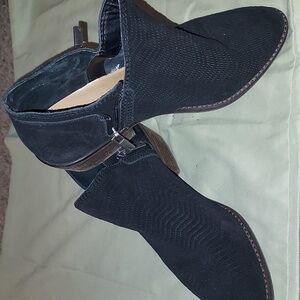 Lucky Brand Western Booties- Fanky, Size 7.5M, Black Oiled Suede